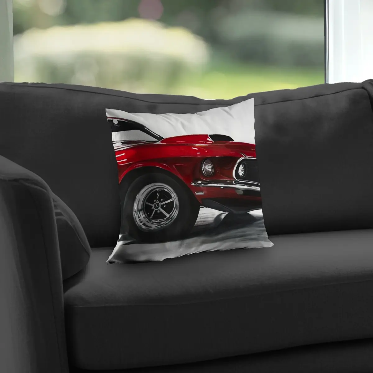 Begin Home Decor C1PT14147DYHDM 14 x 14 in. Classic Red Car Vintage Throw Pillow - Home Decor Insert