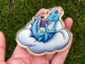 Bookish Dragon Keychain: Sparkly Acrylic Reader Gift