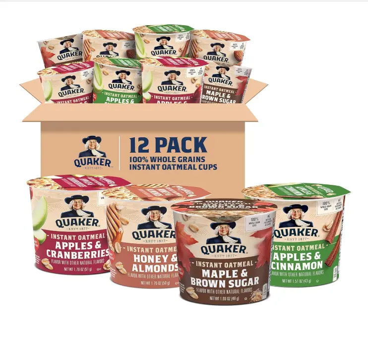 Quaker Instant Oatmeal Express Cups, 4 Flavor Variety Pack, 1.76 Ounce (Pack of 12)