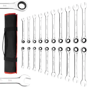GARVEE 20-Piece Ratcheting Combination Wrench Set: Durable Chrome Vanadium Steel with 72 Teeth Design, Includes SAE and Metric Sizes, Perfect for Precision Torque and Comes with Convenient Storage Bag. Portable Heavy Duty