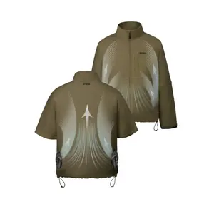 ORORO Unisex Air Cooling Jacket with Zip-off Sleeves, Lightweight Outdoor Work Jacket with Cooling Fans