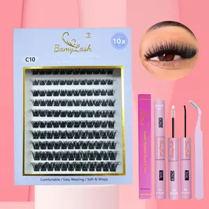 Natural Look Eyelash Extensions Kit, Eyelash Set, DIY Eyelash Extensions, 1 Box Individual False Eyelashes with Glue & Tweezers, Professional Eye Makeup Accessories for Women, Cosmetic