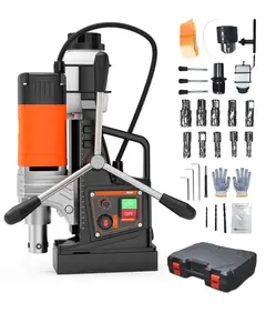 GARVEE 1650W Magnetic Drill Press with 1.57" Boring Diameter, 2922lbf Power, 810 RPM, 10-Speed Portable Electric Drilling Machine, Includes 10 Drill Bits, 3 Twist Drills, and Plastic Storage Box
