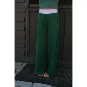 Bloom Wide Leg Lounge Pant-Forest