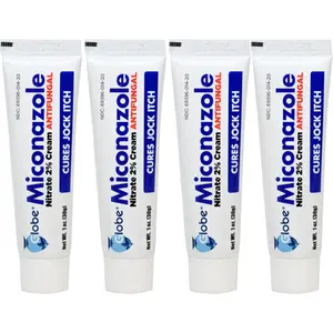 (4 Pack) Miconazole Nitrate 2% Antifungal Cream, Cures Most Athletes Foot, Jock Itch, Ringworm and More. 1 OZ Tube
