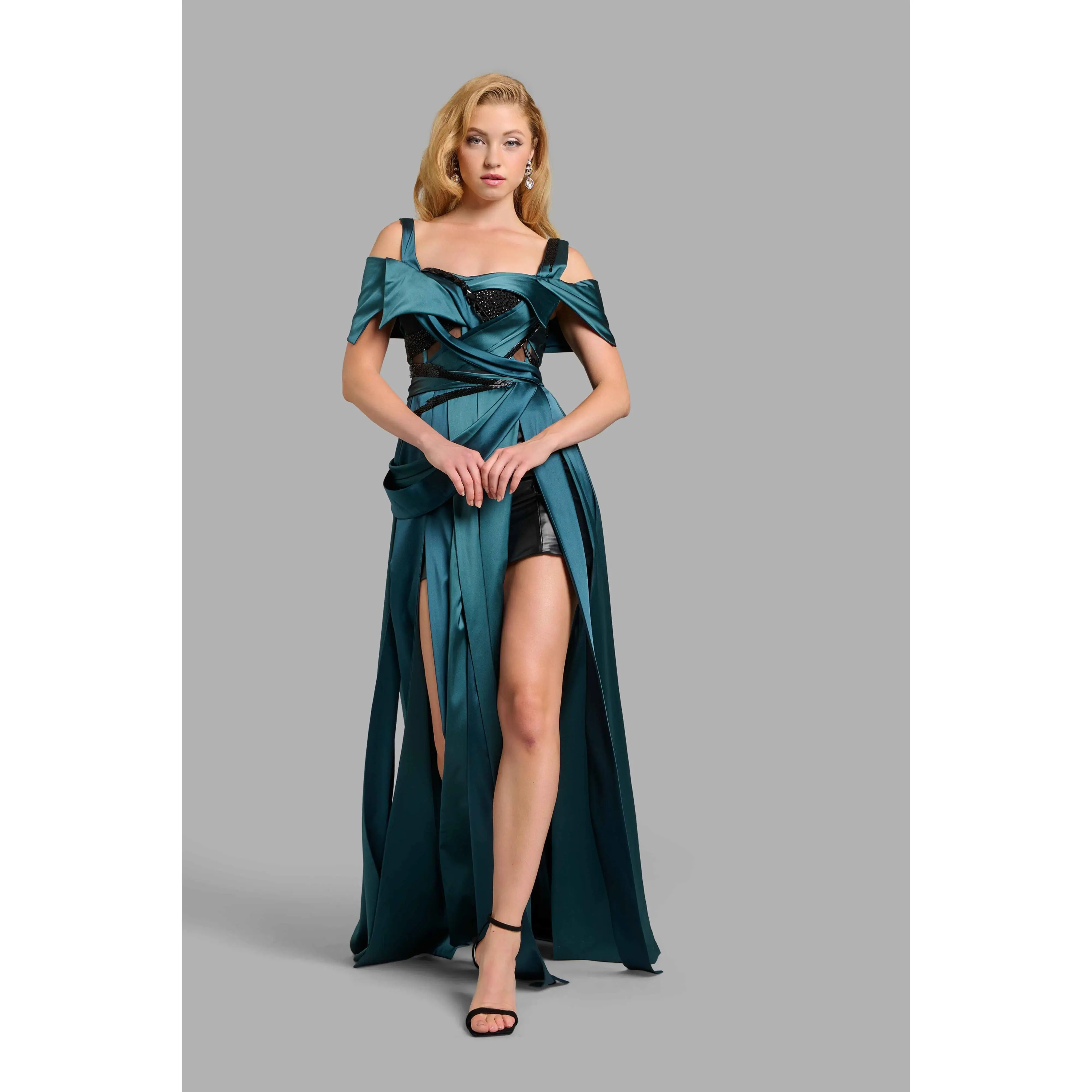 Deep Teal Tuxedo Gown