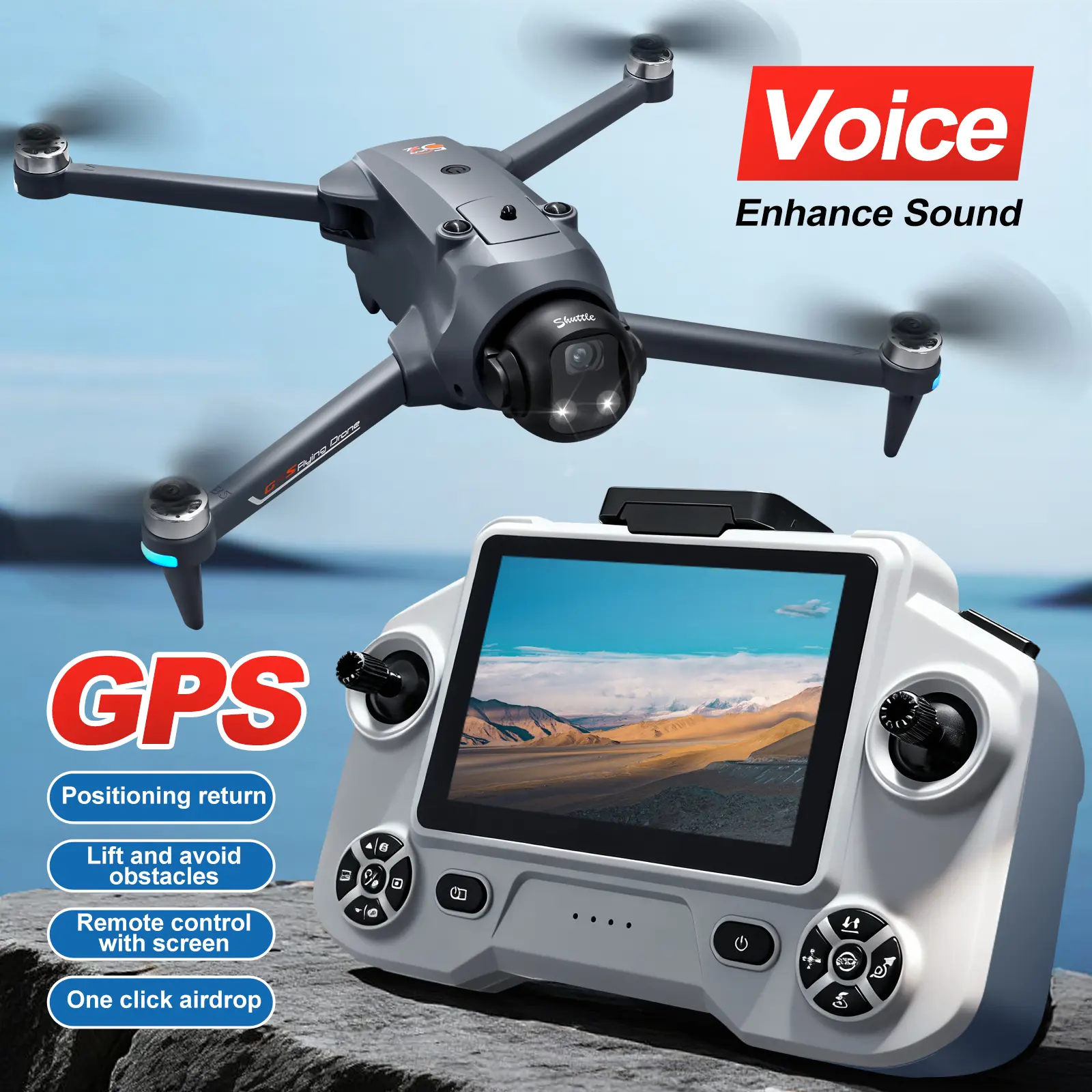 YL059 RC Flying Toy Drone, Portable Remote Control Aircraft with Dual-Battery Controller, Easy-to-Use Stable Flight, Ideal Gift for Kids/Adults for Backyard & Park Play, Adults/Kids
