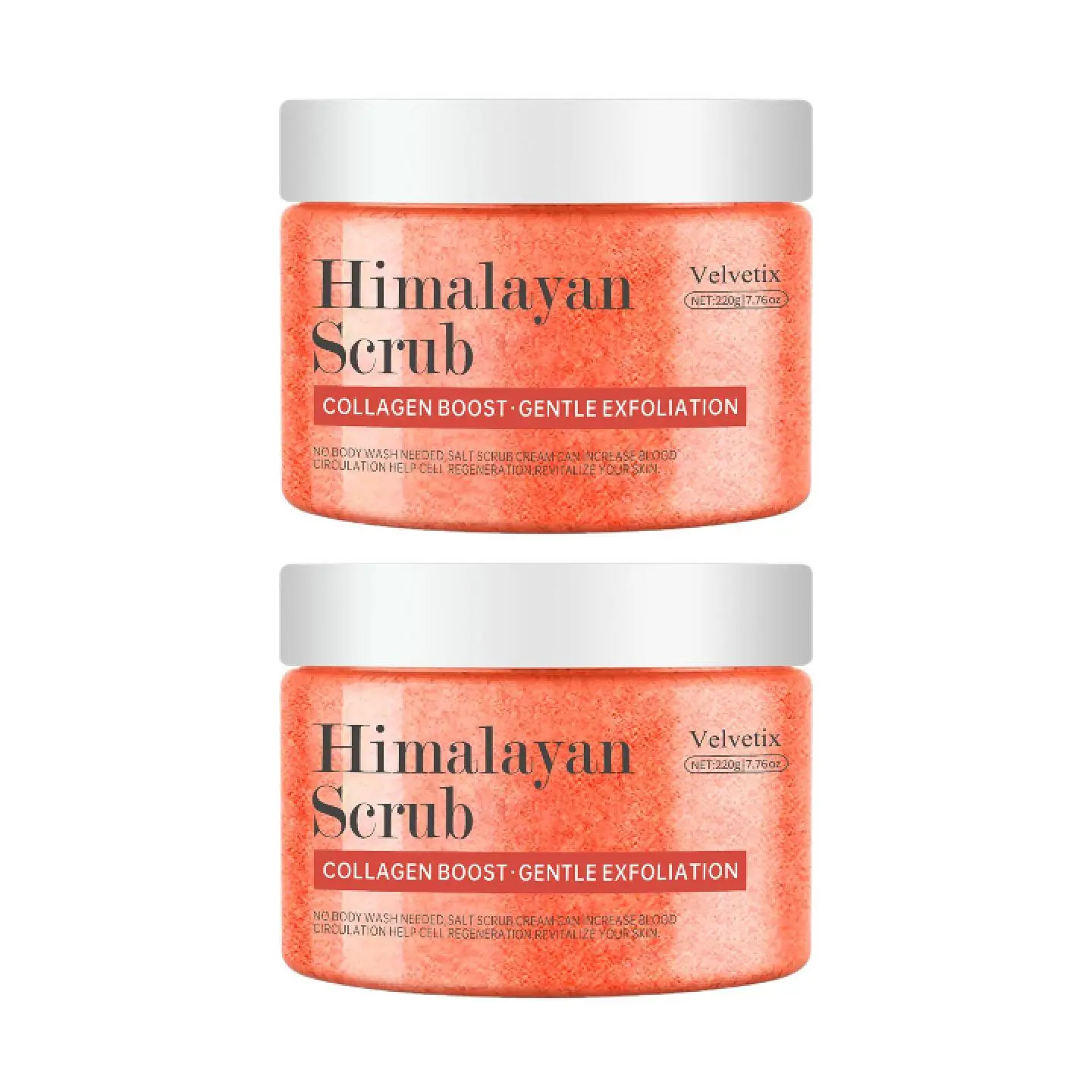 Velvetix Himalayan Salt Body Scrub (2-Pack) – Exfoliating Body & Face Scrub for Smooth Skin, Moisturizing with Collagen, Aloe Vera, Coconut & Jojoba Oil#Summervibes