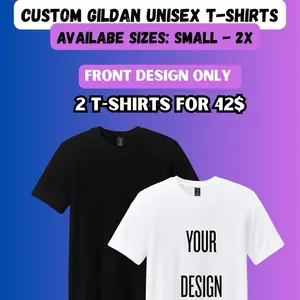 Create Your Own Gildan Top “On Live”, 2-Pack Shirts for $42, Customizable Tee