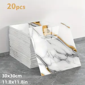 20pcs Marble Pattern Self-Adhesive Decorative Wallpaper, Foam Brick Style, Removable Wall Paper for Kitchen and Bathroom Decor, Interior Design, Moisture Proof, Peel and Stick
