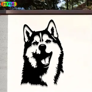 1pc Husky Metal Wall Art, Playful Husky Statue Mural, Ideal Gift for New Year, Easter, Dog Enthusiasts, Rust-Resistant Metal Wall Decor Wall Sculptures, Perfect for Living Room Wall & Garden Fence, Unique Pet-Themed Home Decor