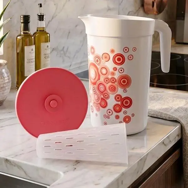 White 1-gallon pitcher with decoration