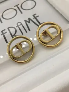 2pcs Fashion Trendy Luxurious Copper Letter CD Earrings, Elegant All Season Jewelry, Perfect Gift for Holidays