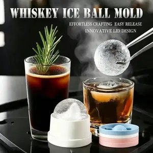 Ice Ball Molds - Set of 2, Round Ice Cube Molds, 2.5-Inch Spherical Ice Cubes for Whiskey, Cocktails, Bourbon Cocktail Ice Cube Mold Kitchen Utensils