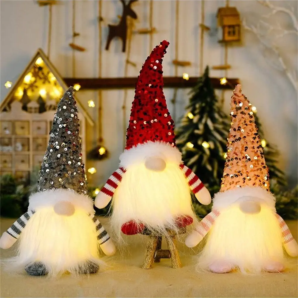 Plush Christmas Gnome Light-Up Doll, Bendable Nordic Hat Design, Home Holiday Decoration Gift, Perfect for Festive Season Decor, Christmas Ornaments