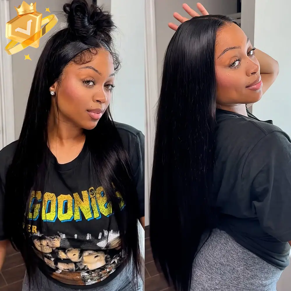 250% luxury Density Megalook 13x6 Glueless Lace Frontal Wig Pre-Everything Natural Hairline HD Lace Skin Melted Silky Straight Human Hair Wigs With Drawstring