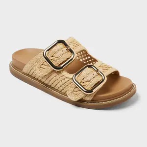 Women’s Wide Width Collin Sandals with Memory Foam Insole - Universal Thread Natural 5W