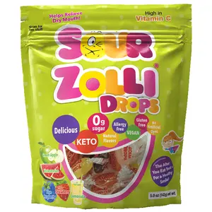 Zolli Sour Drops Fruity Hard Candy Delicious Zero Sugar KETO Vegan Gluten Free Allergy Friendly Sour Fruit Flavors No Artificial Dyes Kosher Helps Relieve Dry Mouth Sugar Free Natural Snack Sweet