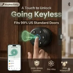 Black Biometric Fingerprint Door Knob Lock with Keypad - Keyless Entry Hardware for Home, Hotel Bedrooms & Office smart Lock With Code Code Locks For Doors