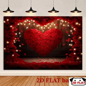 Red Rose Photography Backdrop Romantic Flower Backdrop Love Theme Background Cloth Floral Tapestry Wall Hanging Photography Background Polyester Fiber Wedding Valentine Party Home Studio Decor Studio Prop Wall