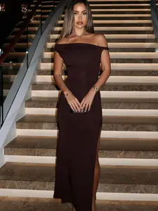 Spring Summer New One Shoulder High Slit Evening Dress, Slim Fit A-Line Floor-Length Gown, Elegant Party Wedding Dress