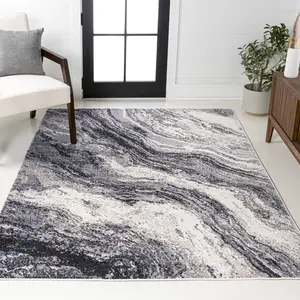 JONATHAN Y Kassia Contemporary Glam Abstract Marble Area Rug; for Living Room, Kitchen, Bedroom, Dining Room, Office