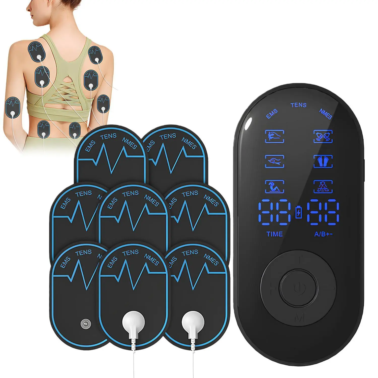 Rechargeable TENS Unit Massage Machine - EMS/TENS/NMES Therapy Stimulator with 18 Modes, 30 Intensities, 8 Pads for Shoulder, Back Pain Relief #MothersDayGift