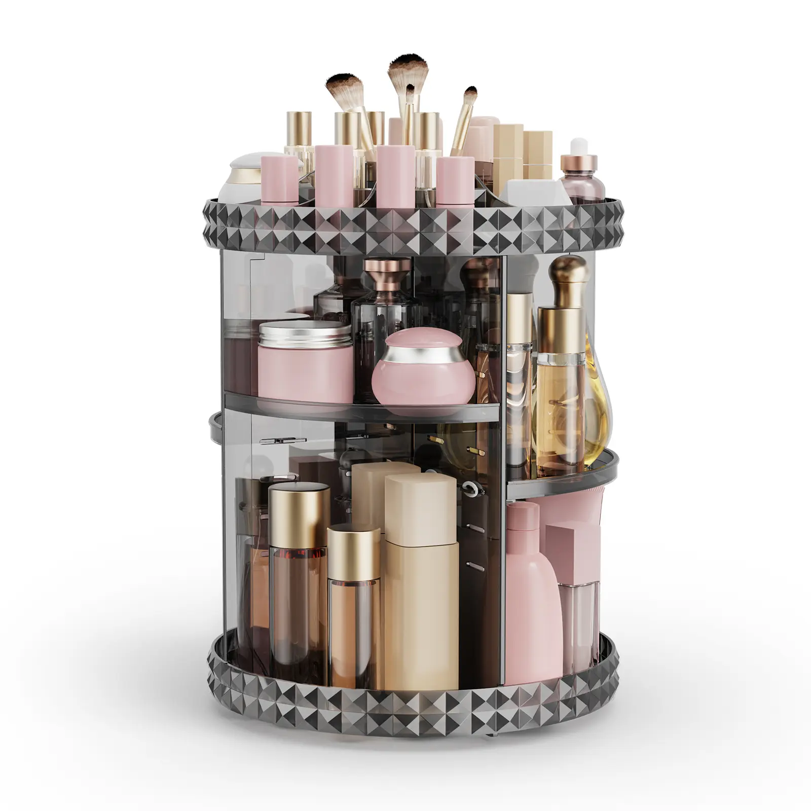 360° Spinning Makeup Organizer with Adjustable Shelves, Clear Cosmetic & Skincare Storage Carousel for Vanity or Bathroom, Jewelry Storage for Brushes, Lipsticks & Earrings, Gift for Women & Girls