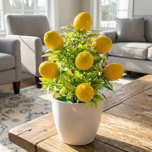 Realistic Lemon Mini Potted Plant, Artificial Fruit Bonsai, Lifelike Fake Plant, DIY Desktop Decoration, Office Desk Decor, Bedroom Decor, Fatigue Relief