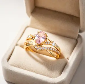 Pink Cubic Zirconia Sapphire Engagement Ring