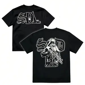 Vintage All Over Graphic Print Cotton T Shirt Unisex Oversized American Y2K Streetwear Loose Fit Short Sleeve Top Trendy High Street Casual Daily Outdoor Outfit Suitable For Adult Men Women Available In Size S to 3XL