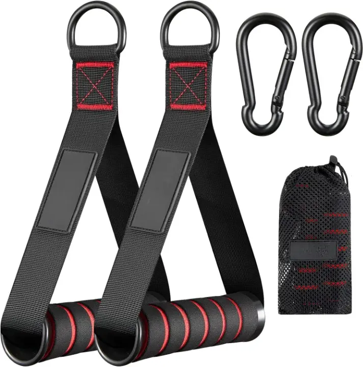 D-Handle Exercise Handles with Functional Grip, Heavy Duty Replacement Attachments for Home Gym Strength Training, Cable Machine & Lat Pulldown System (Red, Grey, Blue), Pilates, Workout, Yoga