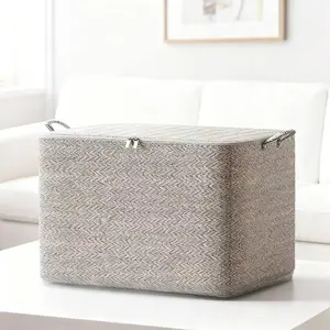 Large Capacity Foldable Storage Box with Lid, Durable Non-Woven Fabric, Space Saving Design, Stackable and Washable, Home Moving Organizer, Folding Storage Box, Fabric Storage Bins