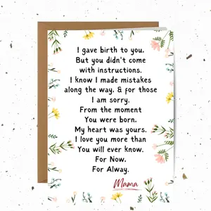 Humorous Mothers Day Card - Letter Mom sent to child - Gift Mothers Day Card