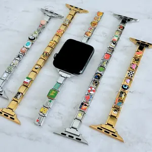 Italian Charm Smartwatch Band, Themed Italian Charm Watch Strap, Italian Charms, Y2K Jewelry, Stainless Steel Charm Bracelets for Women, Handmade Jewelry, Assembled Bracelet