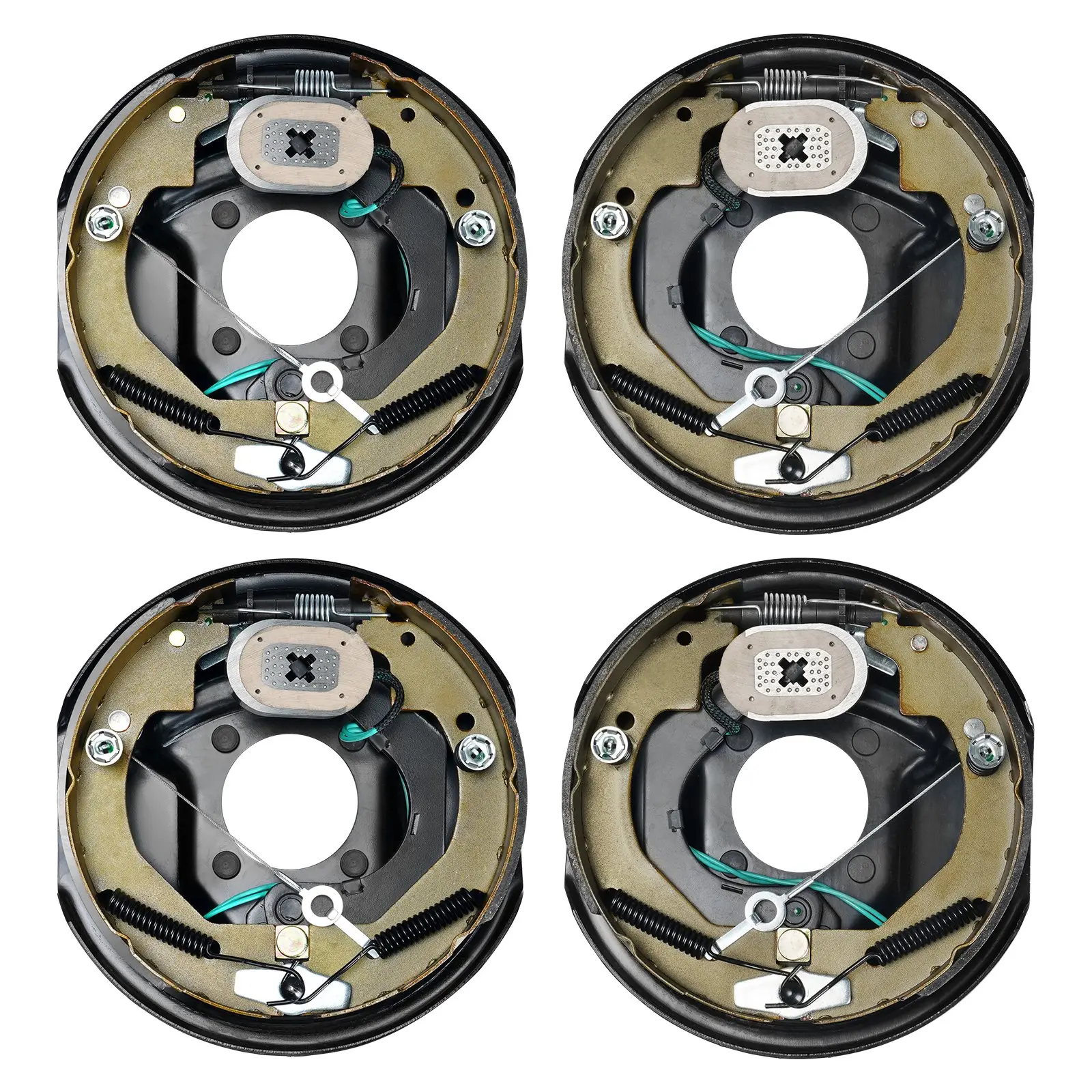 【DealsForYouDays】VEVOR Electric Trailer Brake Assembly, 10" x 2-1/4", 2 Pairs Self-Adjusting Electric Brakes Kit for 3500 lbs Axle, 4-Hole Mounting, Backing Plates for Brake System Part Replacement (2 Right + 2 Left)