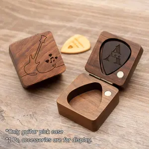 1 Pcs Guitar Pick Box Storage Wooden Guitar Picks Case Holder Plectrum Box Case Holder Organizer for Guitarist Musician Gift Gift for Guitar Lover Birthday Present Guitar Player Gift