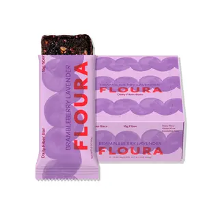 Floura Brambleberry Lavender Fiber Bars– High Fiber, Vegan, Gluten & Dairy Free, Low Calorie Healthy Snack Bars with Upcycled Produce for Gut Health