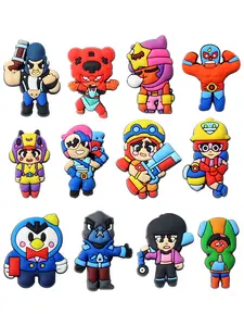 12pcs Cartoon Pixel Brawl duel Game Shoe Accessories,Cute DIY Detachable Shoe Decor, Perfect for Crocs, Beach Bags, Birthday Gifts