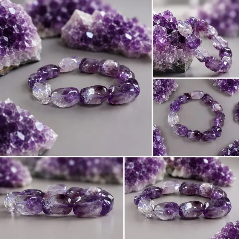 Amethyst Tumble Bracelet - Purple Gemstone Jewelry for Women, Elegant Design, Perfect for Everyday Wear