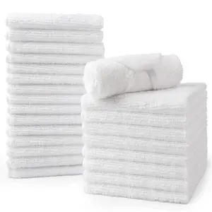 Microfiber Washcloths Towel Pack of 24,12"x12" Highly Absorbent and Soft Face Towels Wash Cloths for Bathroom,Gym,Hotel and Spa,Fast Drying Multi-Purpose Cleaning Cloth,White