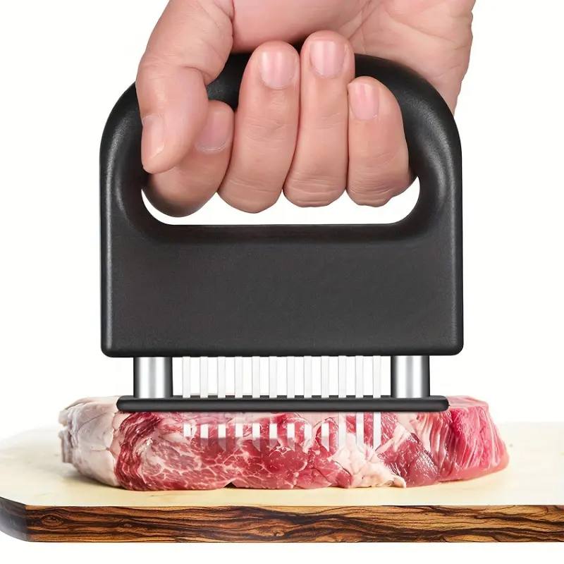 48-Blade Meat Tenderizer - Stainless Steel Ultra Sharp Needle Blade Tenderizer for Tenderizing Beef, Pork, Turkey, Fish - Ideal for Marinade, BBQ and Cooking Tool, Kitchen Gadget