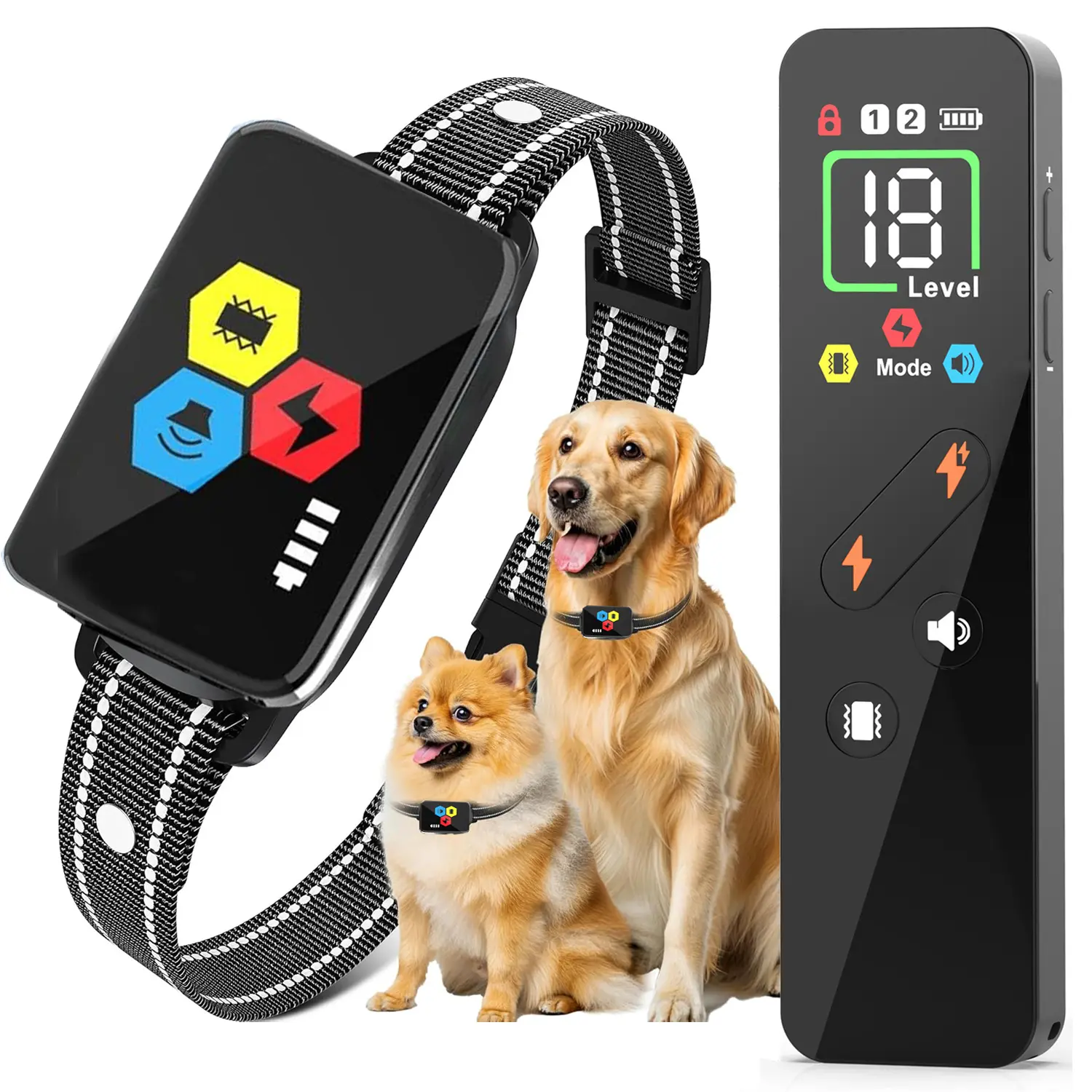 LCD Shock Collar for Dogs - 3300ft Waterproof Rechargeable Dog Electric Training Collar with Remote for Small Medium Large Dogs with Beep, Vibration, Safe Shock Modes (10-140 Lbs)