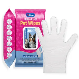Dr. Paws: Glove & Go! Oatmeal Scented Pet Wipes for Dogs & Cats - 20 Gentle Hypoallergenic No-Rinse Wipes for Quick Clean-Ups & Daily Grooming