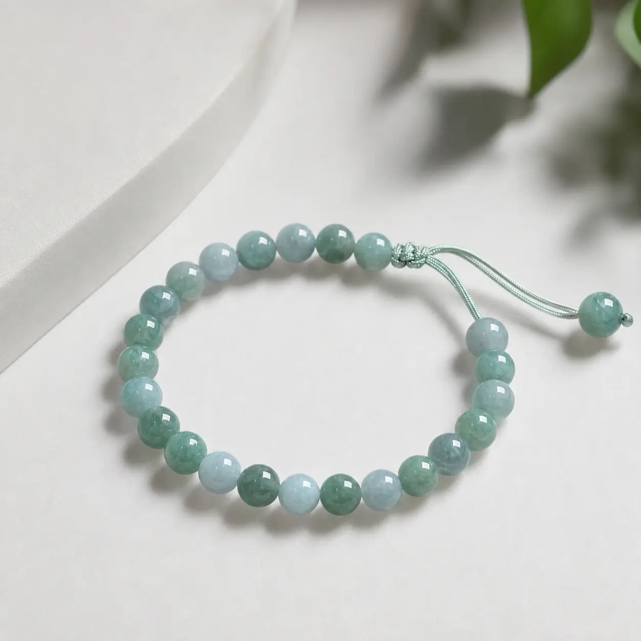 Adjustable Fit | 7-8mm Type A Blue Water Jadeite Bracelet, Natural Ice Jade Beaded Fine Jewelry