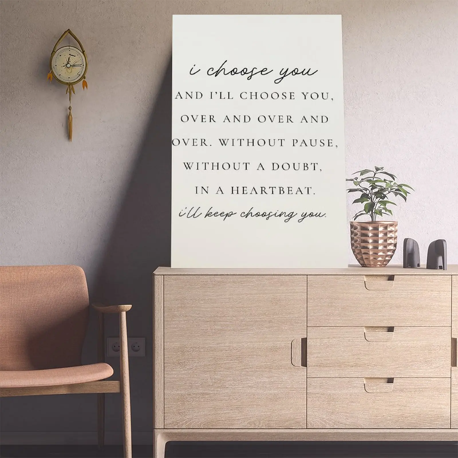 I Choose You Print, Master Bedroom Printable Wall Art, Master Bedroom Quote, Love Quote, Love Wall Art, Romantic Quote, Master Bedroom Decor Frame-Style Ornaments Artistic