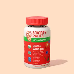 SmartyPants Kids Organic Multi & Omegas - 120 Gummies with Vitamin C D3 B12 A Folate Plant-Based Omega-3s for Kids' Growth & Development