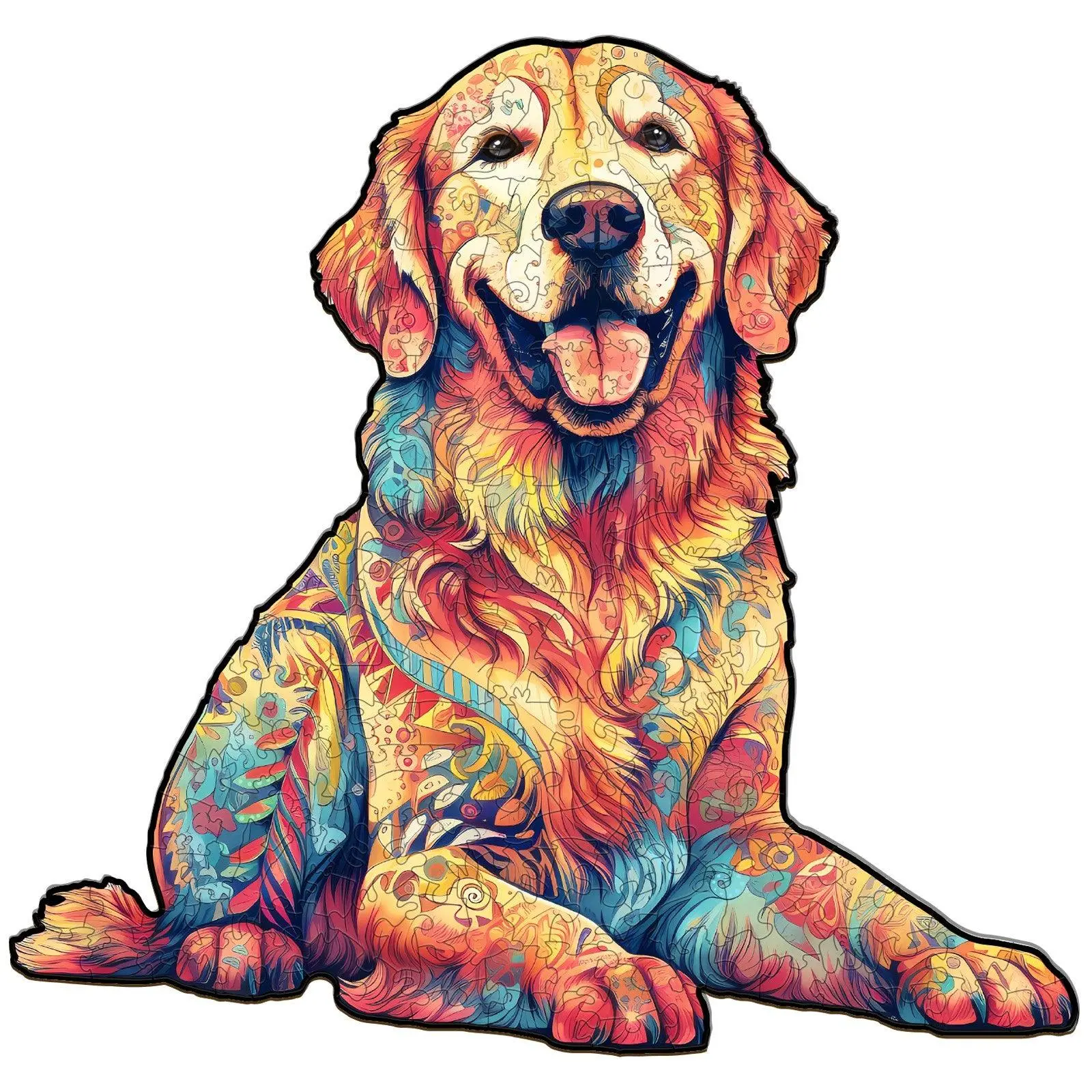 WOODBESTS Wooden Puzzles for Adults - Loyal Golden Retriever, Dog Wooden Jigsaw Puzzle, Unique Animal Wood Puzzles Adult, Xmas Gifts for Puzzle Lovers(100 Pcs, S, 9.4"x8.9")