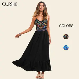 CUPSHE Bloom On Floral V-Neck Sleeveless Woven Maxi Dress, Women's Summer Casual Wear, Flower Casual Dresses #DealsForYouDays