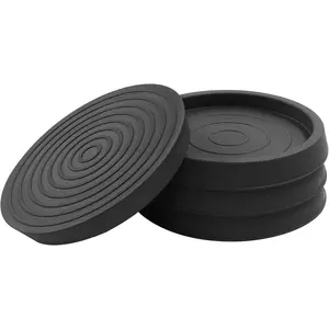 Piutouyar 2.5 Inch round Furniture Coasters, 4 Pcs Black Rubber Caster Cups Non Slip Furniture Leg Protectors Rubber Furniture Pads for Hardwood Floors